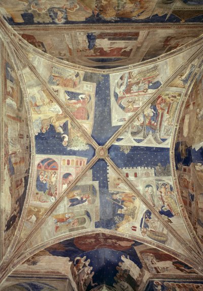 Vista del soffitto della cappella del Tinel con scene della vita di San Marziale, 1344-45 da Matteo di Giovanetto da Viterbo